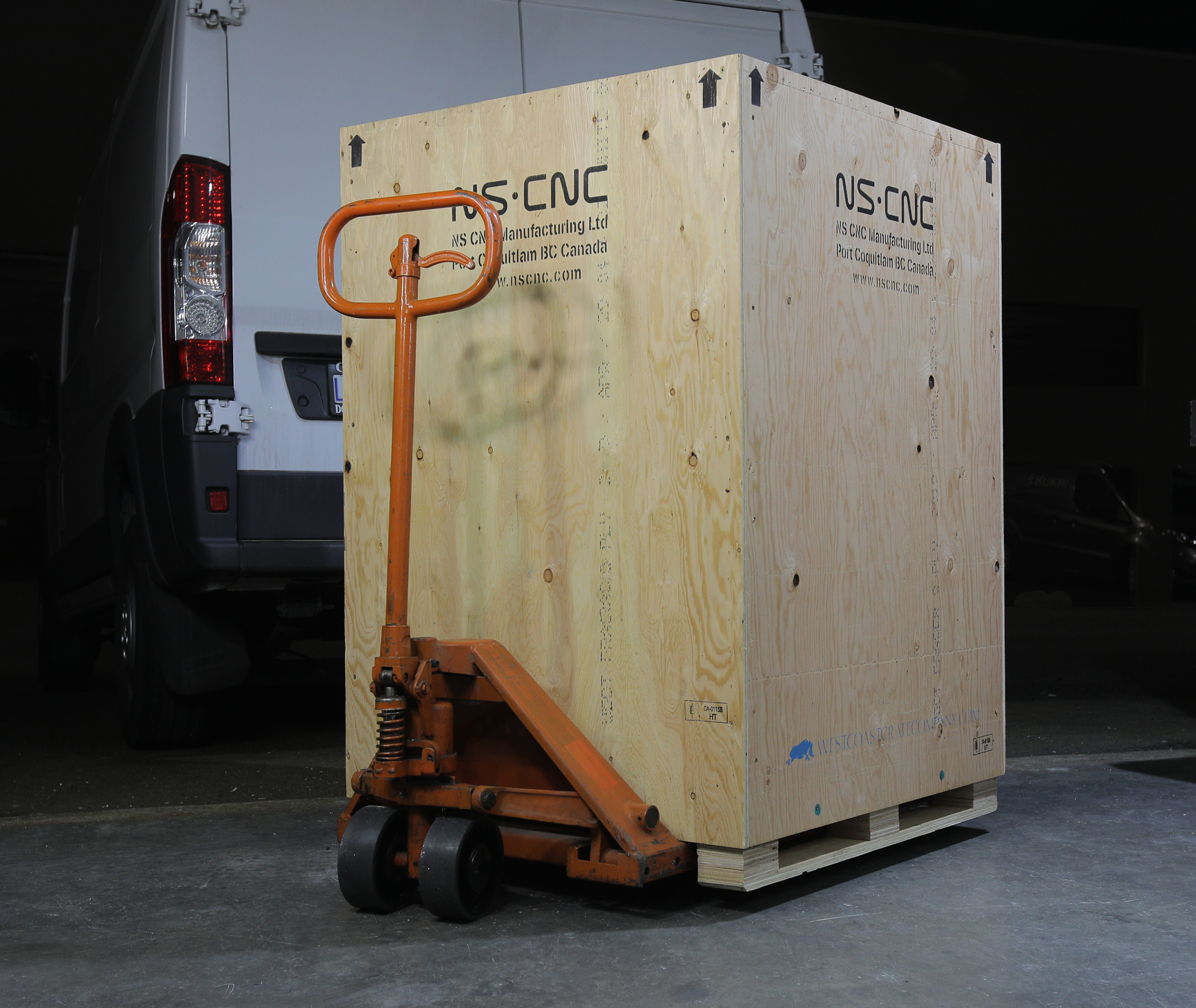 The Mira 6S packed in its wooden shipping crate
